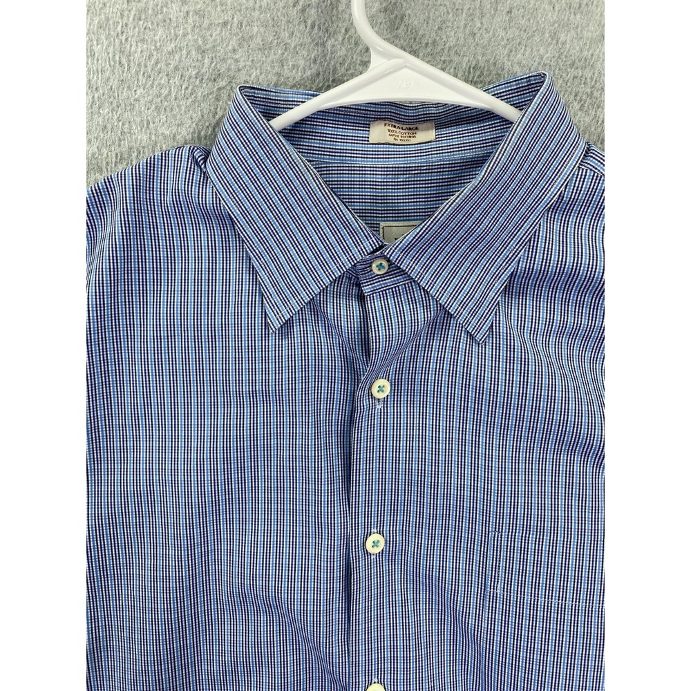 Peter Millar Dress Shirt Mens XL Blue/Black Stripe Cotton Business Casual Preppy
